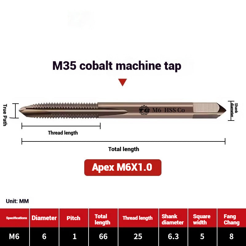 1104-M35 Cobalt straight flute tap machine tapping stainless steel special high-speed steel tapping coarse teeth spiral apex Shandong Denso Pricision Tools Co.,Ltd.